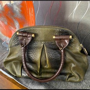 Antonio Melani Green/Brown Animal Print Satchel